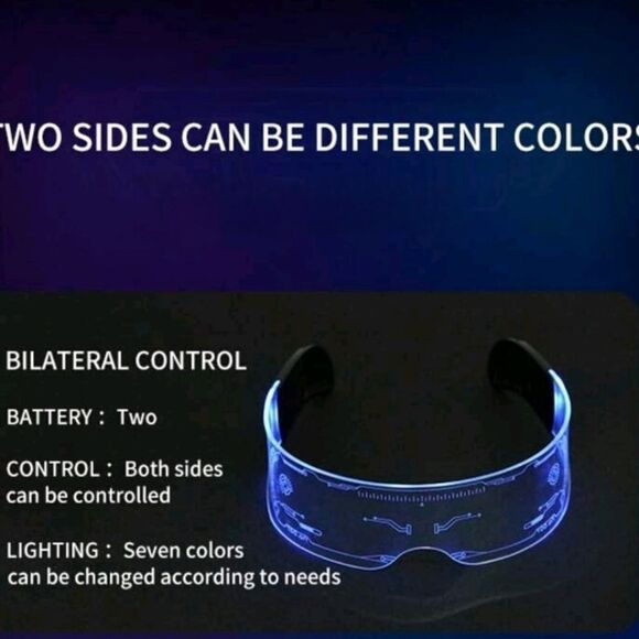 Colorful Cyberpunk LED Light Up Party Rave Eye Glasses - Picture 5 of 10